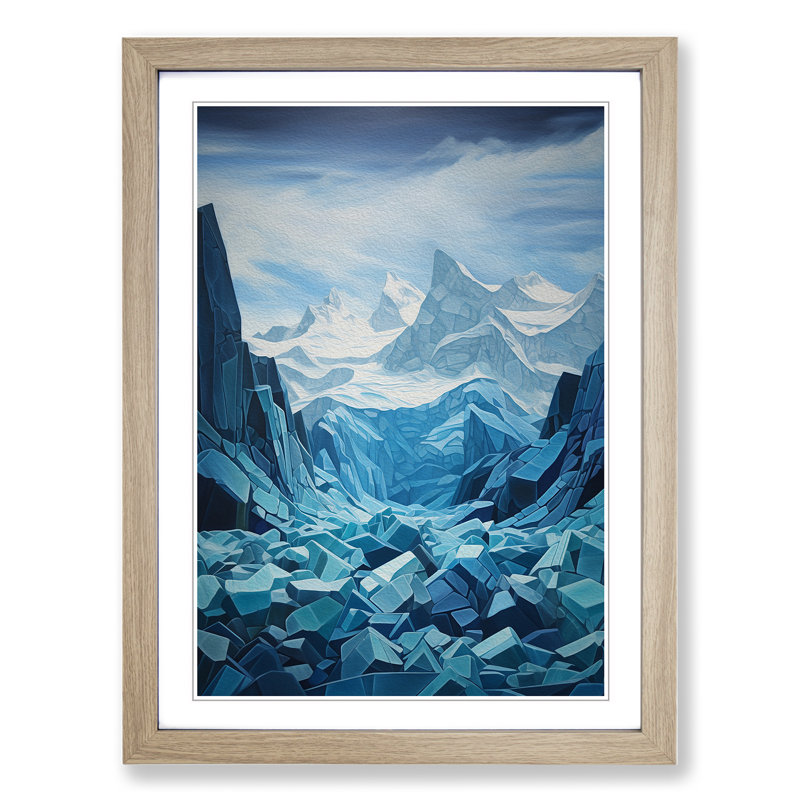 Glacier Hard Edge Painting - Framed Print, Oak, 46cm H x 34cm W x 2cm D