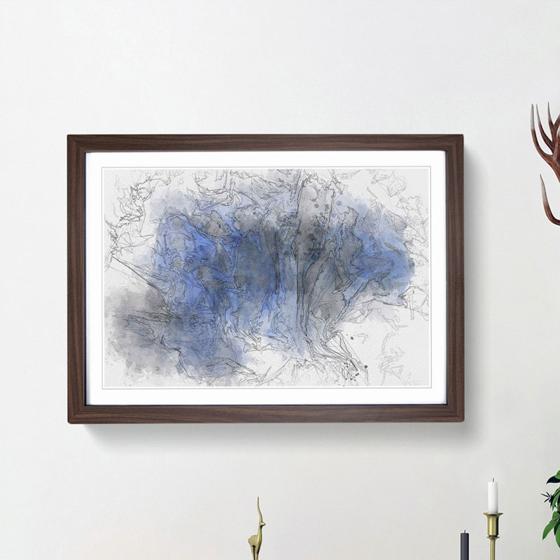 Remember the Shadow in Abstract - Picture Frame Painting Print, Walnut Framed, 36cm H x 48cm W x 2cm D