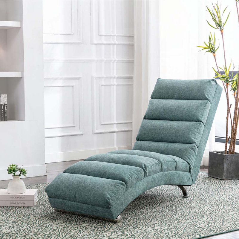 Chaise longue rembourrée Laquasia, Lin bleu sarcelle