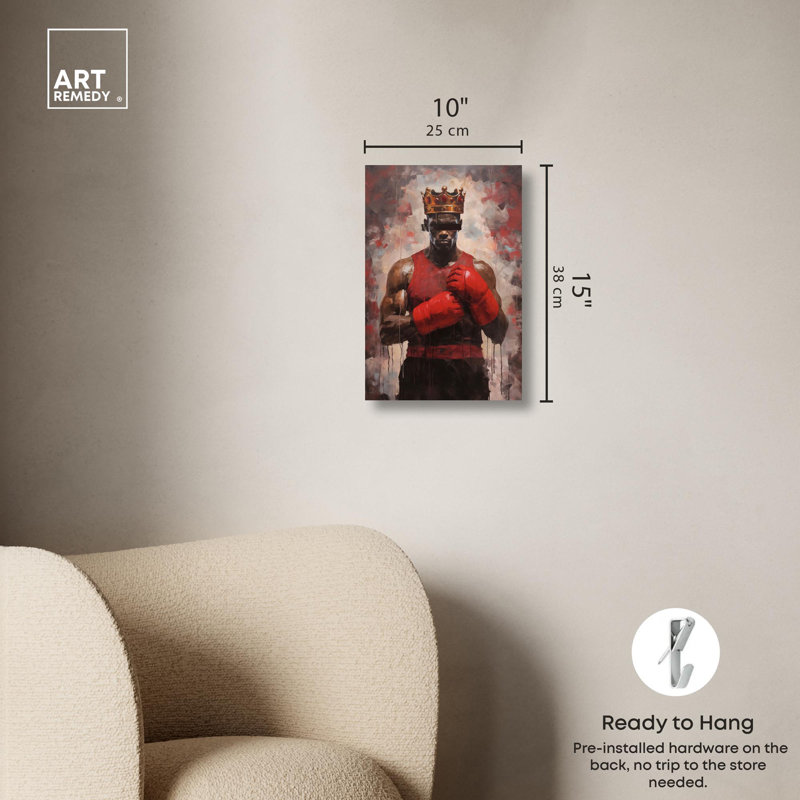 King of Boxing Red Canvas Gallery Wrapped Poster Art