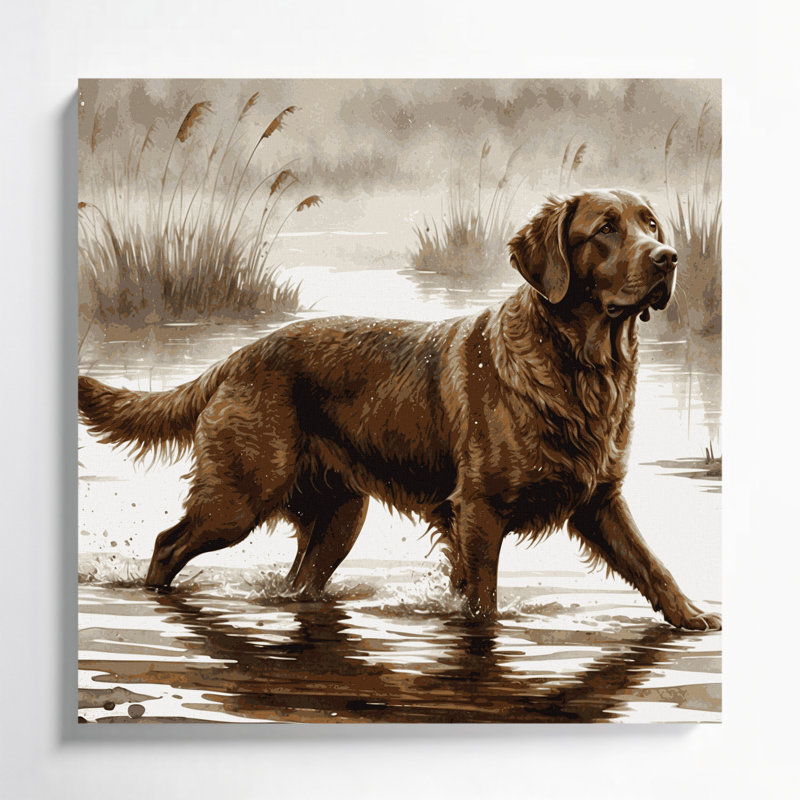 Chiens sur toile grise Chesapeake Bay Retriever, H 12 po x l 12 po
