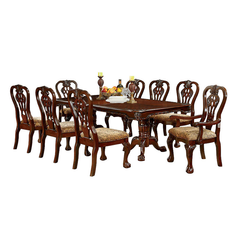 Akhilesh Extendable Pedestal Dining Set, Table, 8 chairs 