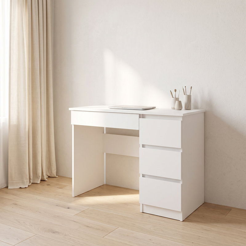 Eufelia Computer Desk, White, Right