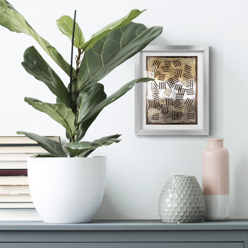 Raphia Palm I - impression encadrée, H 28,5 po x l 20,5 po, Argent argent