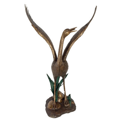 Bronze Flapping Heron Fountain