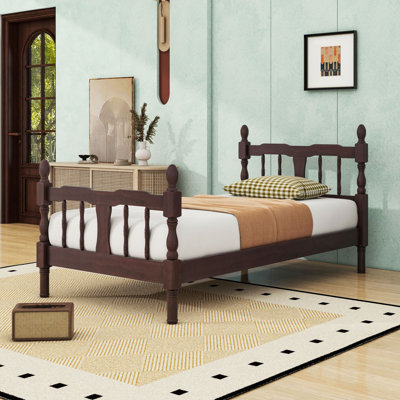 Wooden Bed with Spindle Headboard and Footboard