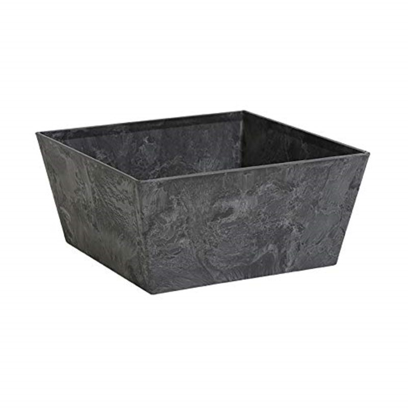 Novelty ArtStone Indoor/Outdoor Ella Low Square Planter with Water-Minder Reservoir, Black, 10in