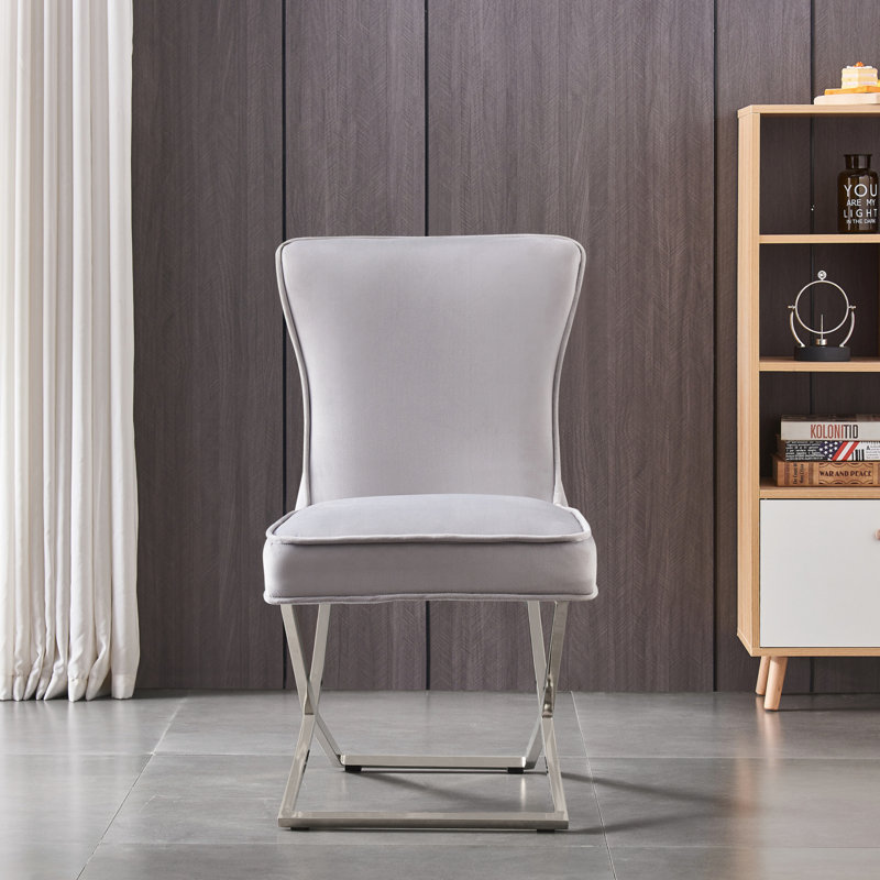 Yvelines Modern Velvet Dining Chairs - Ergonomic Velvet Upholstered Back with Stainless Steel Frame - Side Chair for Kitchen Living Room Dining Room