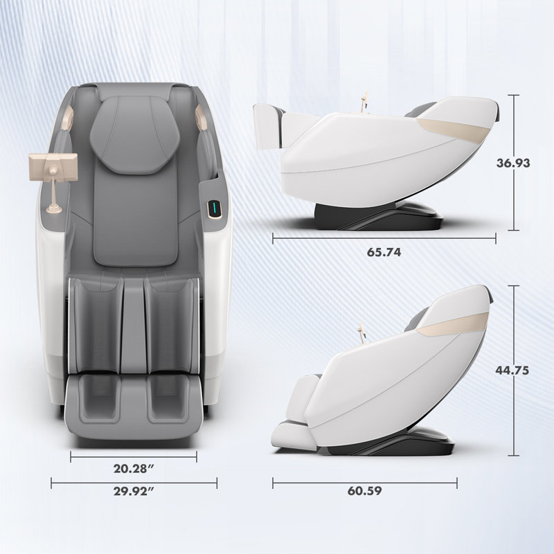 White Faux Leather Full Body Massage Recliner with Bluetooth Speaker