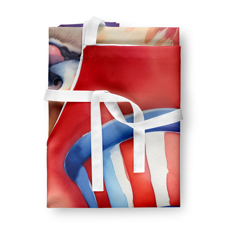Patriotic American Apron, Brown/Blue Pomeranian