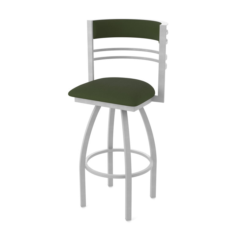 Hunter Swivel Stool, Vinyle - Pin Canter, Nickel anodisé, Tabouret de bar (siège d'une hauteur de 36 po)