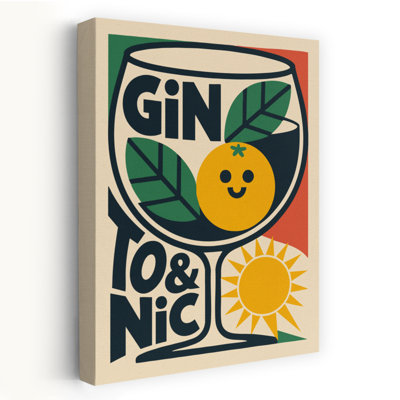 Joyeux gin et art mural rétro abstrait d'été tropical tonique