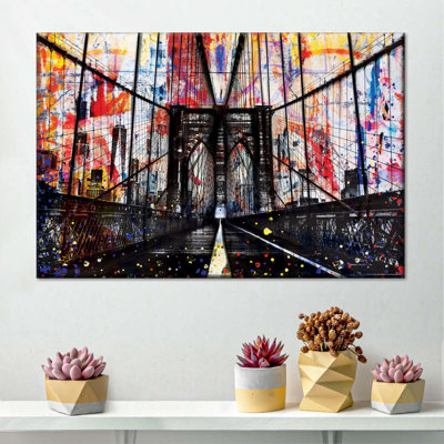" Grunge Brooklyn Bridge Canvas Print "