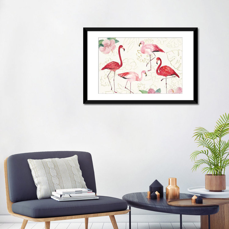 « tropical fun oiseau viii », reproduction sur toile tendue, Papier d'art encadré noir, H 16 po x l 24 po x P 1 po, Blanc