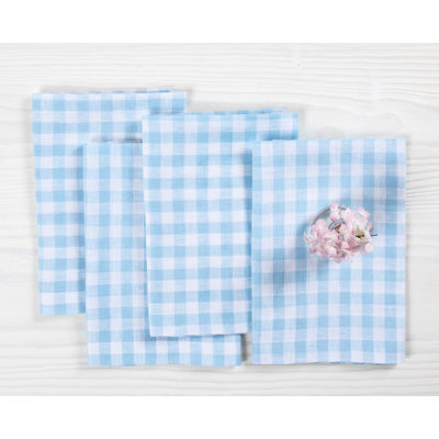 Gingham Check - 100% Pure Linen Dinner Napkins
