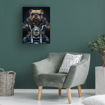 Bolog Momart Bulldog On The Bike Canvas Art