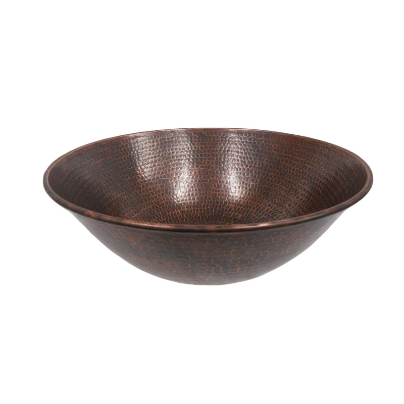 Lavabo vasque de salle de bain rond en cuivre 14 po, Sedona brossé