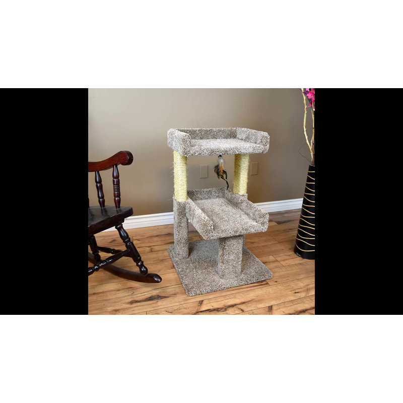 Beige Sisal and Carpet Cat Tree with Perches