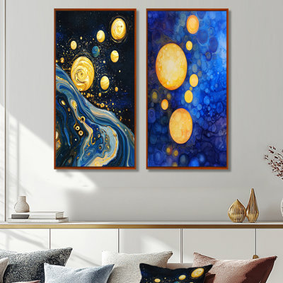 Aura céleste des planètes I - art mural sur toile, astronomie, 2 pièces