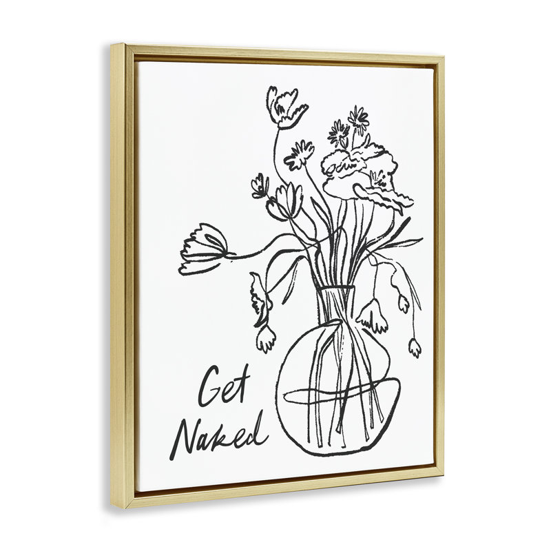 Cadre flottant «Get NUE Flower Contour», design par lettré et doublé, H 31 po x l 25 po, Cadre flottant métallique doré