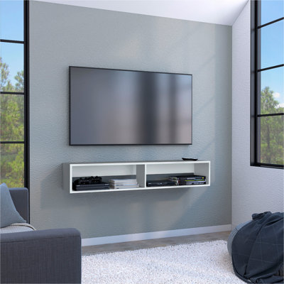 Warrior 59" Floating Tv Stand with Two open shelves, media compartments and cable management