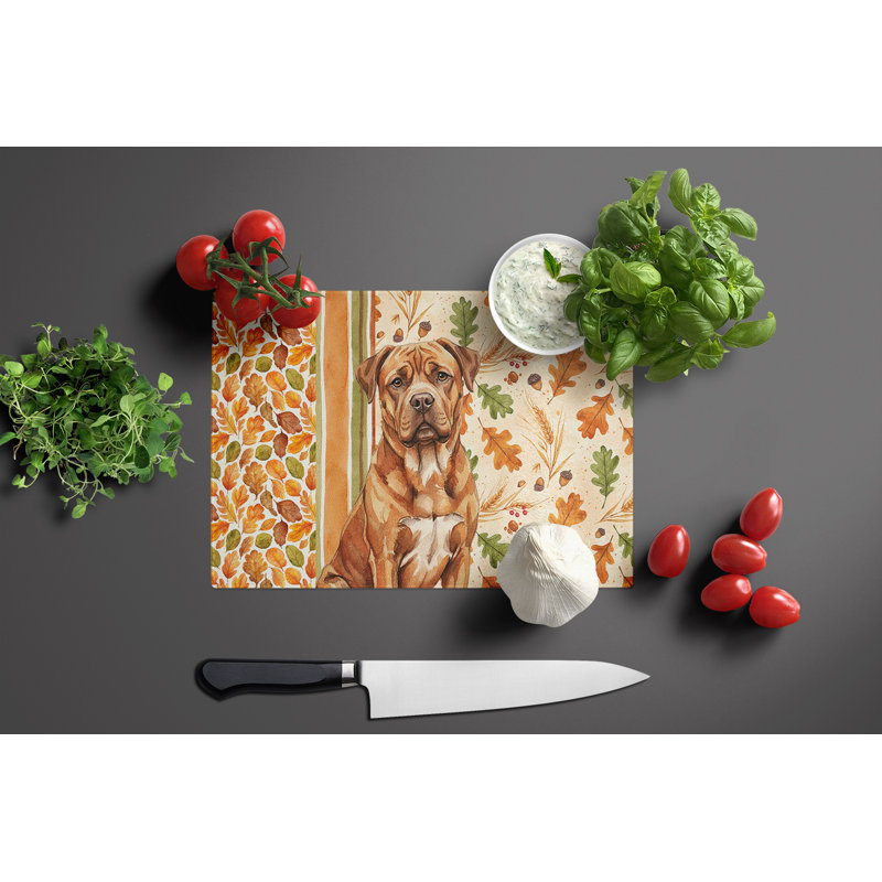 Planche à découper en verre acajou héritage Dogue de Bordeaux