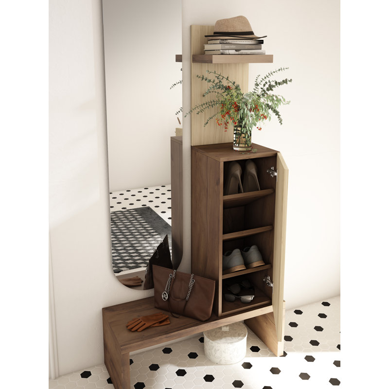 Myrone Hall Tree 80cm Wide, Brown/Beige