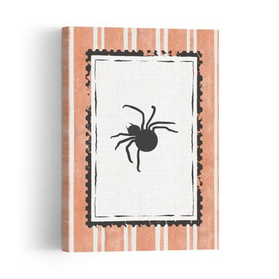 Spooky Halloween Spider Stamp Vintage Spider Autumn Wall Art Print 1 Piece Wrapped Canvas Wall Art