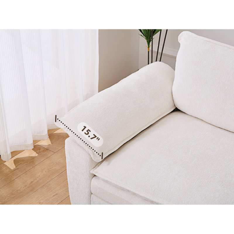 Canapé modulaire 4 places, canapé modulaire en chenille avec coussins amovibles et superposés, H 33 po x l 76,7 po x P 35 po