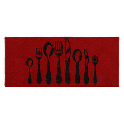 Luxurious Comfort Chef Kitchen Mat, Cutlery Design, Low-Profile, Universal Fit