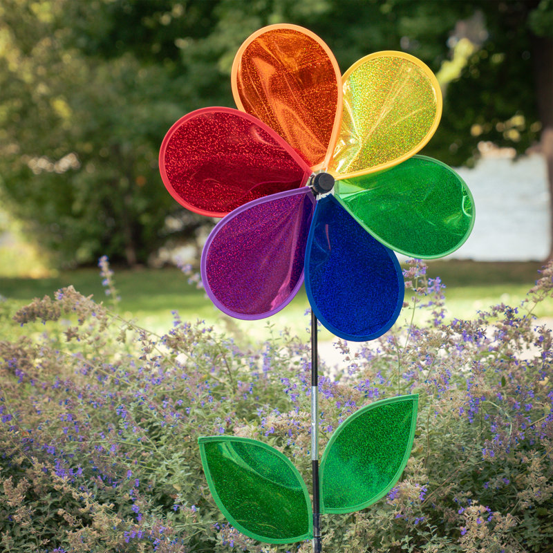 19" Rainbow Glitter Flower Spinner