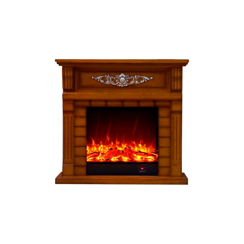 Solid Wood Electric Fireplace, Brown