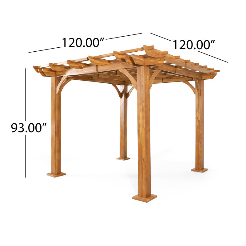Teak Acacia Wood 10' x 10' Outdoor Pergola
