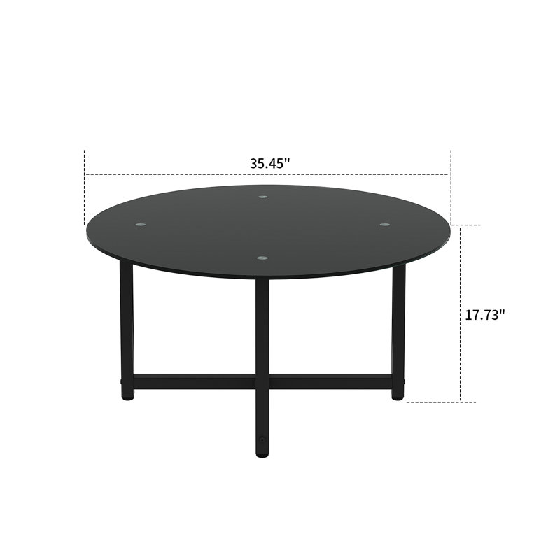 Glass Top Coffee Table, Black
