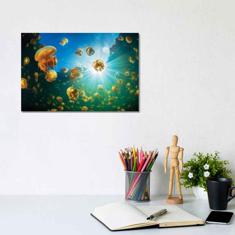 «Sunlight And Jellyfish» par Barathieu Gabriel - photographie sur toile tendue, H 8 po x l 12 po x P 0,75 po