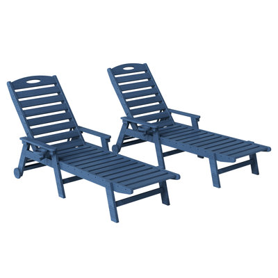 Ensemble de 2 chaises longues d'extérieur, chaises longues de piscine avec dossier réglable en 5 positions et porte-gobelet, capacité de charge de 181 kg (400 lb), chaises longues inclinables pour patio