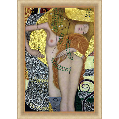 «Water Serpents I (Luxury Line)» par Gustav Klimt, reproduction d'art sur toile encadrée