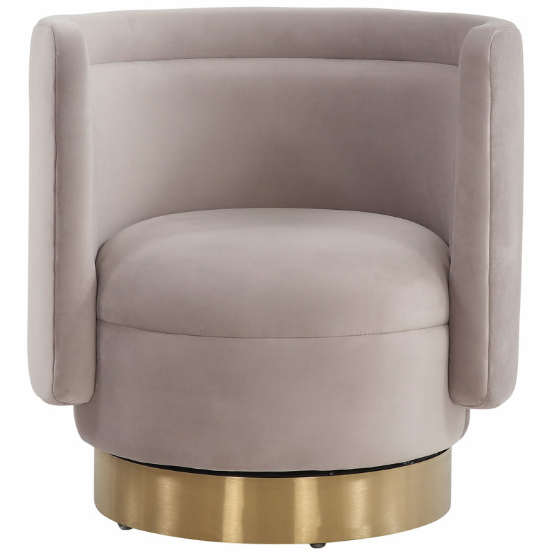 Fauteuil demi-tonneau pivotant en polyester 29,7 po Tews, Taupe pâle