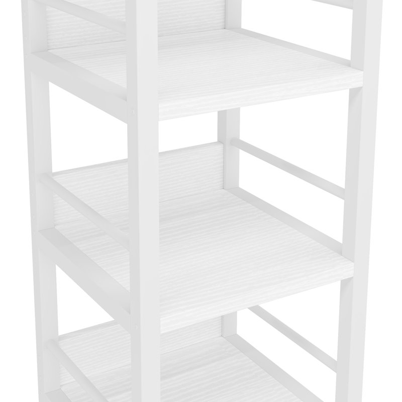 74.8" H x 13.39" W Wooden and Metal Stainless Steel Etagere Bookcase, (6 Shelves) 74.8" H x 13.39" W x 13.39" D, White