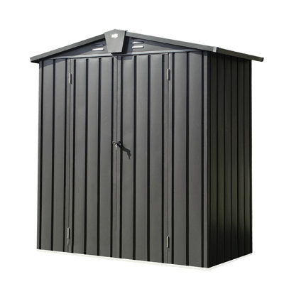 Remise de rangement extérieure en métal 5,7 x 3 pi - Acier galvanisé pour le jardin, la cour, le patio, la double porte verrouillable de la pelouse, l'intérieur spacieux, les intempéries, le toit, la double porte de ventilation artistique, la zone substantielle,