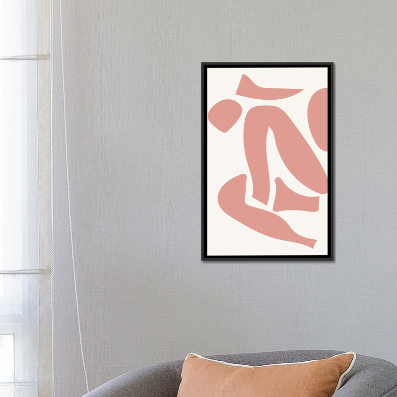 « Déstructed » rose par Mambo art studio-impression, H 26 po x l 18 po x 1,5 po, Pas de tapis, Toile avec cadre noir