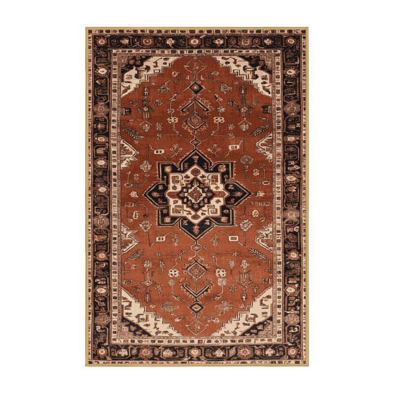 Tapis brun lavable à la machine, Rectangulaire 3 pi x 5 pi