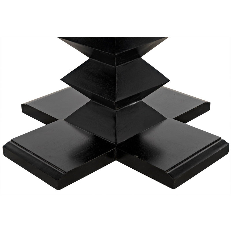 Zig-Zag Round Mahogany Wood Dining Table, 48" L x 48" W, Hand Rubbed Black
