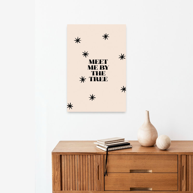 Meet Me By The Tree Modern Abstract Christmas Tree Winter Landscape Wall Art Print by Treechild - Wrapped Canvas Print