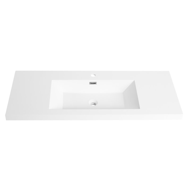 Gloss White 48" Bathroom Resin Sink, 46.29 In. Deep, 7.39 High, 20.12 Wide, Robust & Classy Sink In White, Width, Height, Depth, Fashion-forward