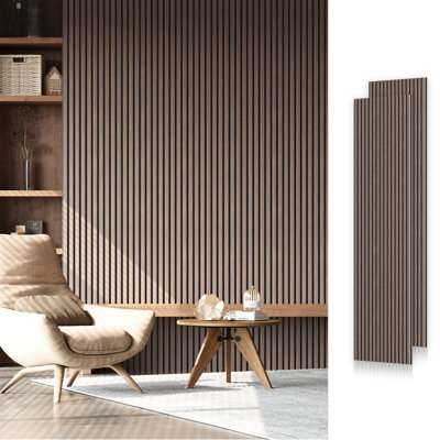 2pcs x "106 x 20.5" 3D Acoustic/Sound proof Wood Slat Wall Panels (set of 2/30.2 sq. ft.)