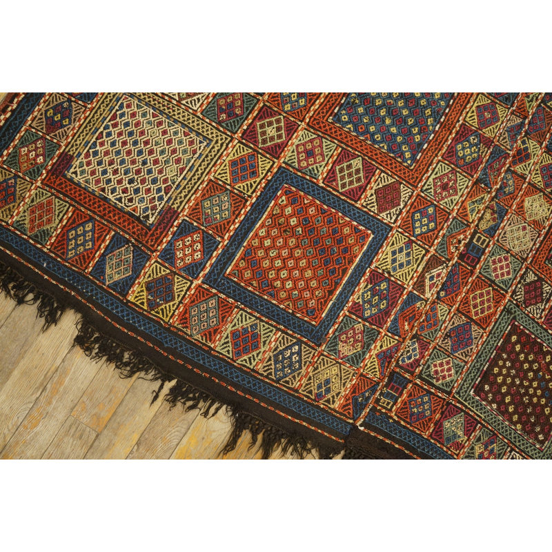 Rustic Tribal Geometric Antique Flatweave Caucasian Verneh Kilim Rug