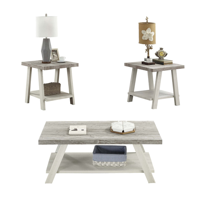 Ensemble de tables basses 3 pièces Elliena, Gris