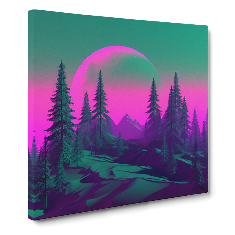 Forest Vaporwave - Wrapped Canvas, 35cm H x 35cm W x 3cm D