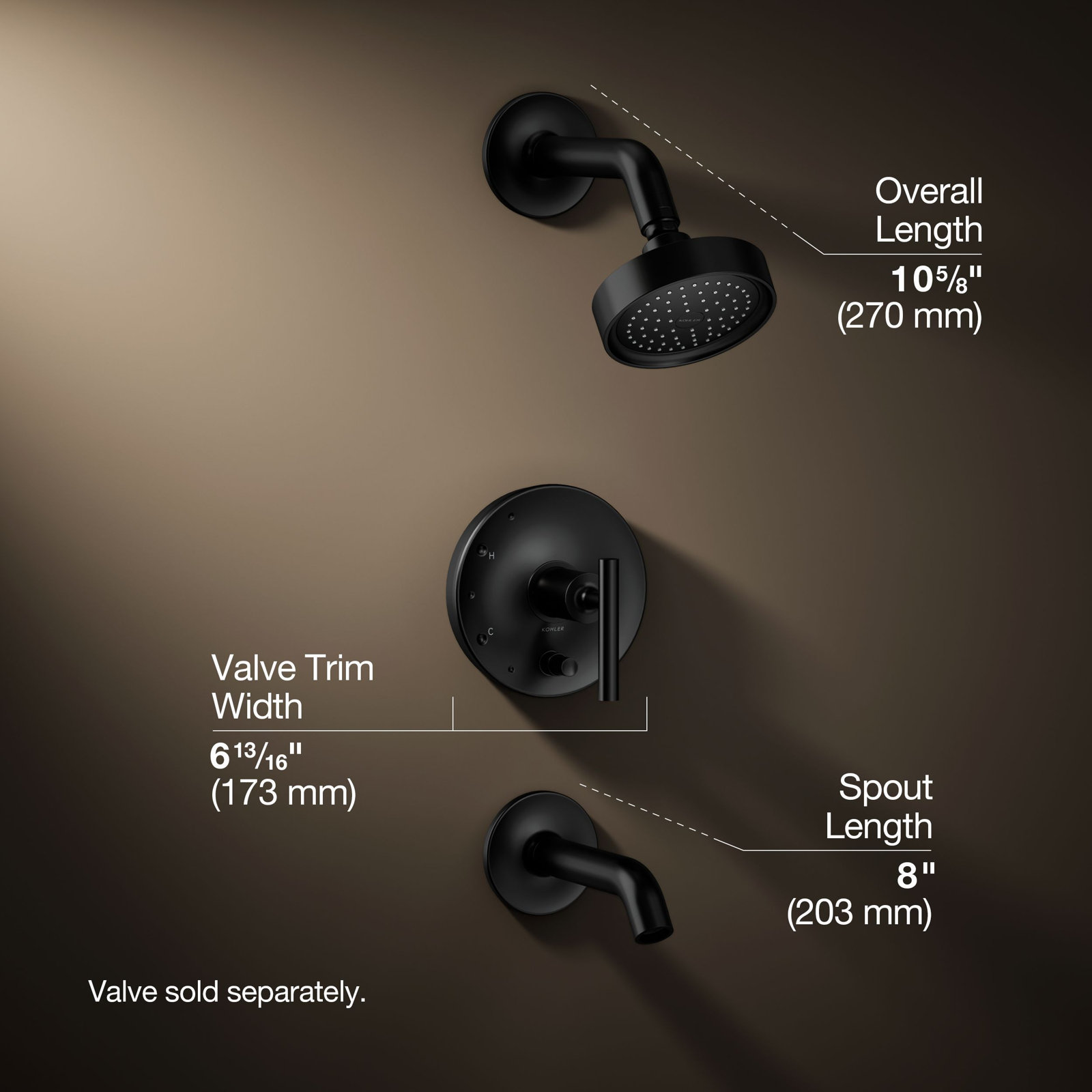 Purist Thermostatic Tub and Shower Faucet, Lever Handle, Matte Black, 2.5 GPM